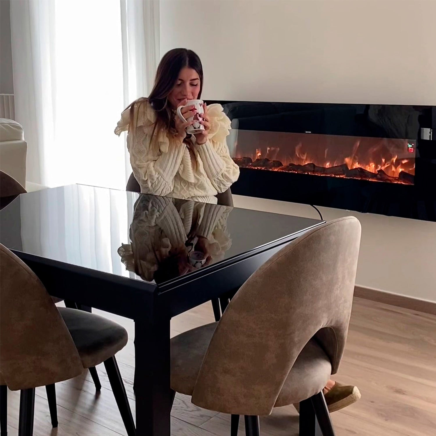 Caminetto Elettrico Aprica Design Elegante Riscaldamento Eff