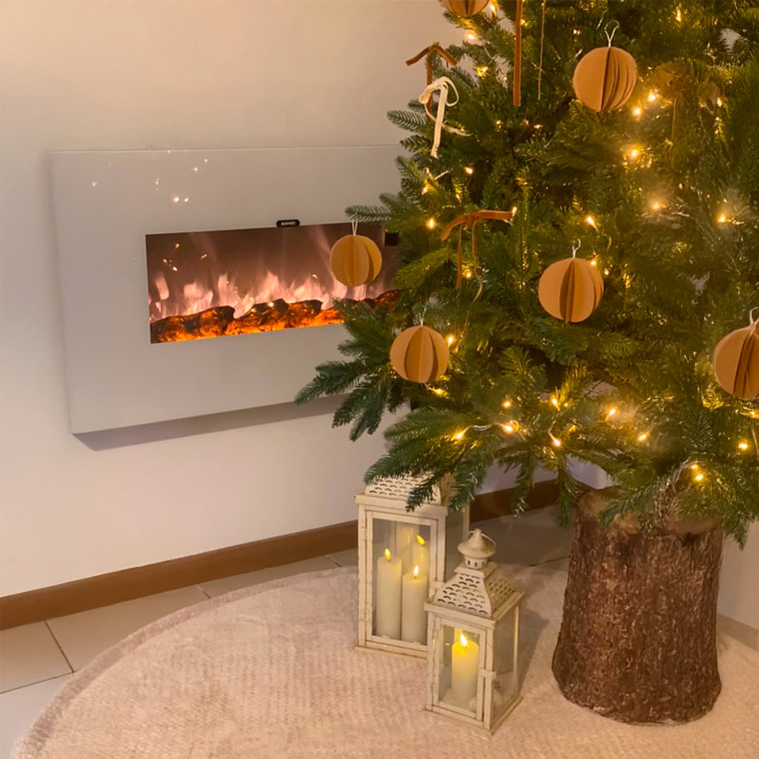 Caminetto Elettrico Bianco Da Parete Sined Monte Bianco 98 C