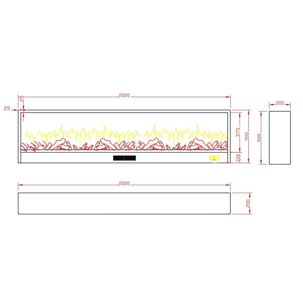 Caminetto Elettrico Vesuvio 200 Cm Eleganza e Calore Per Il 