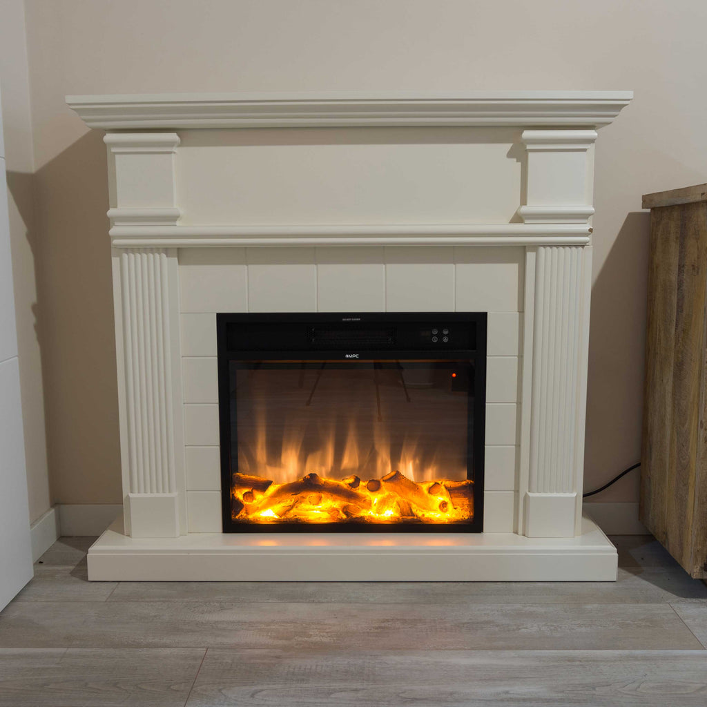 Caminetto Elettrico Bianco Crema Eleganza e Calore Per La Tu