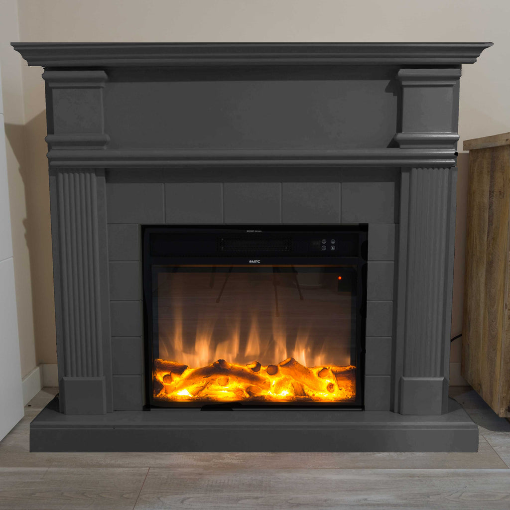 Caminetto Elettrico Grigio Elegante Per Casa e Ufficio