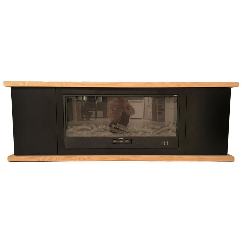 Mobile nero con camino elettrico Arosio 108 eleganza e calore
