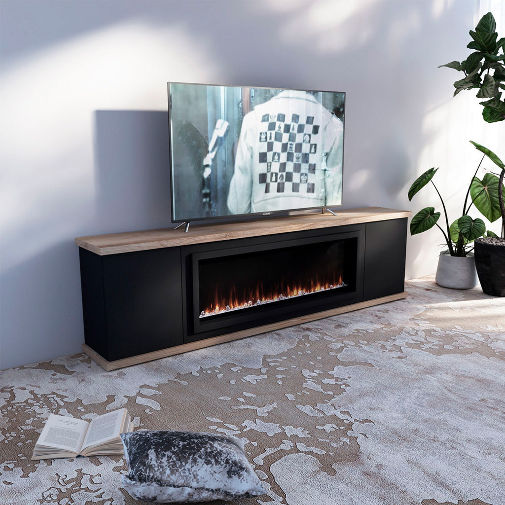 Mobile nero con camino elettrico Arosio 108 eleganza e calore