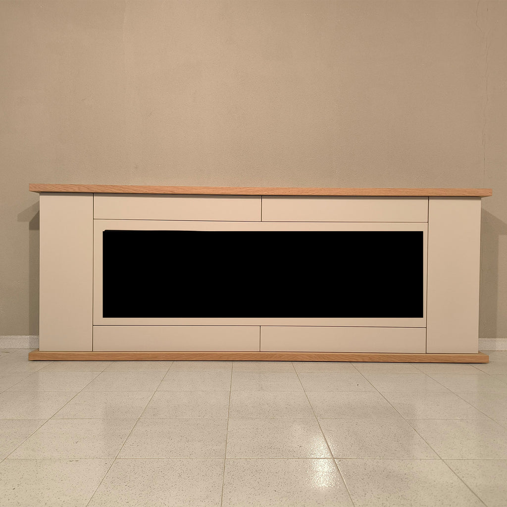 Mobile in legno grigio con vano per camino elettrico SINED Desio 150