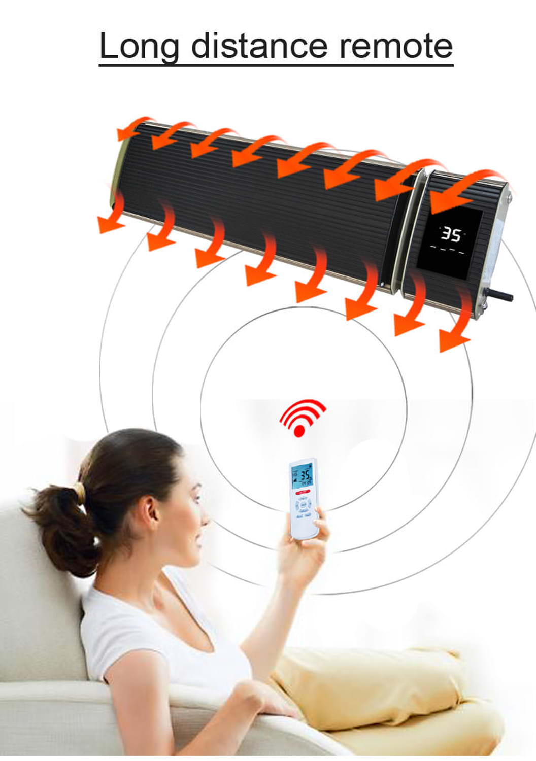 Riscaldatore Infrarossi Wi Fi 2400W con App per Smartphone Elegante Economico e Facile da Usare