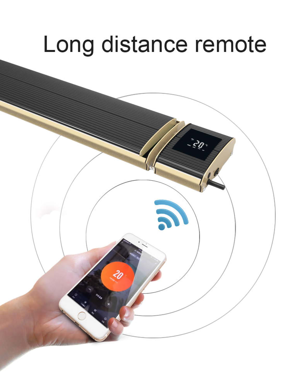 Riscaldatore Infrarossi Wi Fi 2400W con App per Smartphone Elegante Economico e Facile da Usare