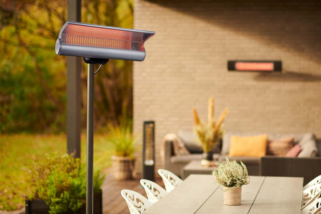 Riscaldatore Infrarossi Curvo Da Terra Con Piantana Orientabile