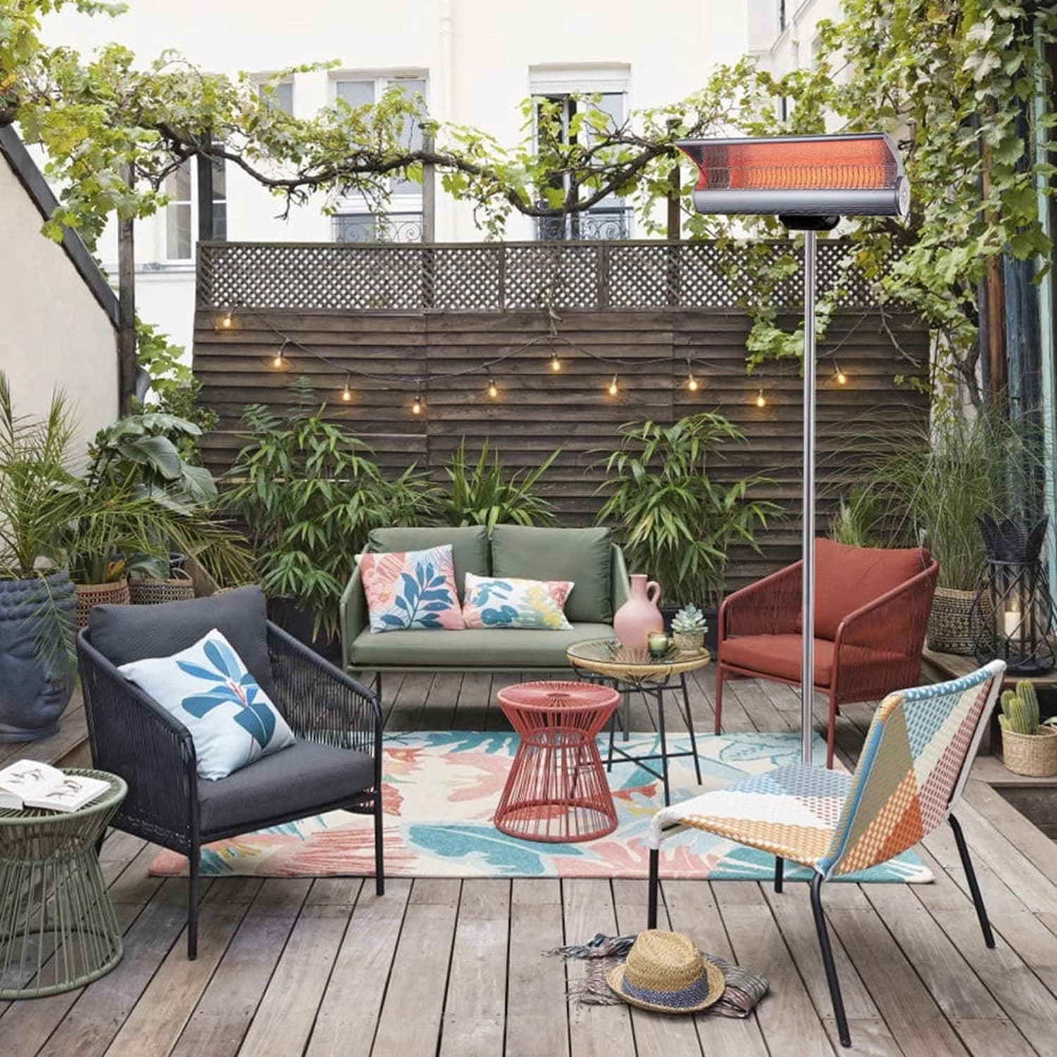 Riscaldatore Infrarossi Curvo Da Terra Con Piantana Orientabile